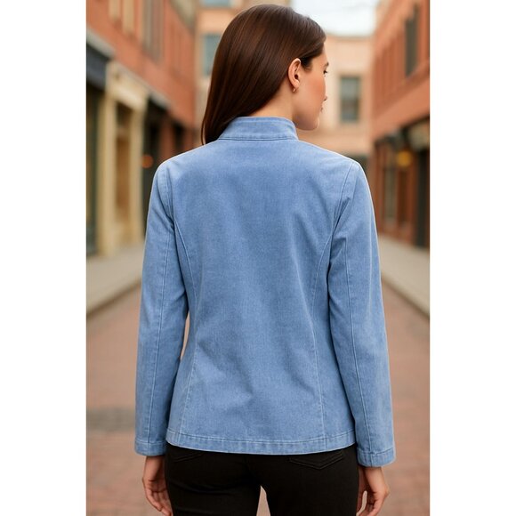 Alfred Dunner Sz 14 Floral Embroidered Classic Layering Essential Zip Jacket - Picture 5 of 14